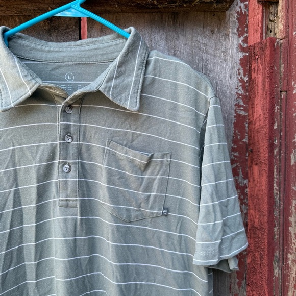 Men's Free Fly Bamboo Performance Polo Green with White Stripes Large - Picture 1 of 3
